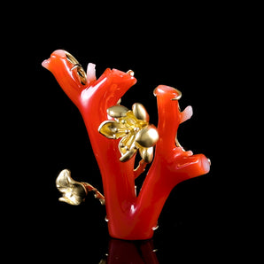 Red Cora Brooch